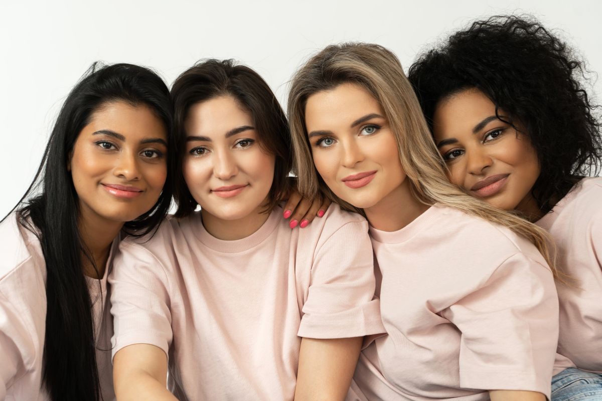 group of women with different hair types