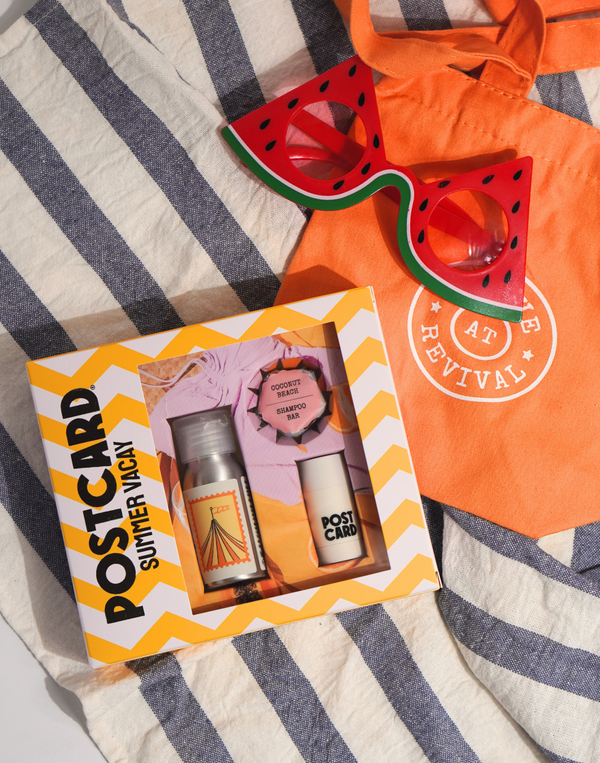 summer vacay bundle from local skincare brand postcard