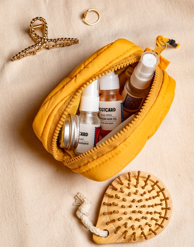 summer yellow travel pouch